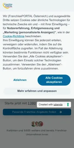 Podgląd witryny Franchise In Österreich, medium z kraju Austria do artykułów sponsorowanych
