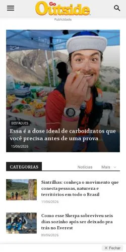 Förhandsvisning av webbplatsen Go Outside, medium i Brasilien för sponsrade artiklar