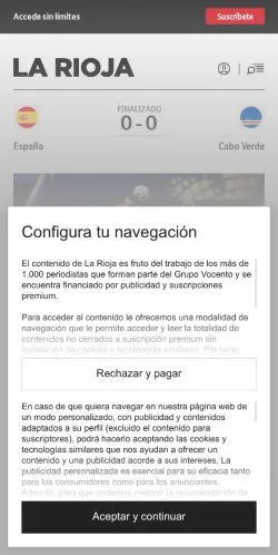 スポンサード記事向けのスペインメディア、La Riojaのサイトプレビュー