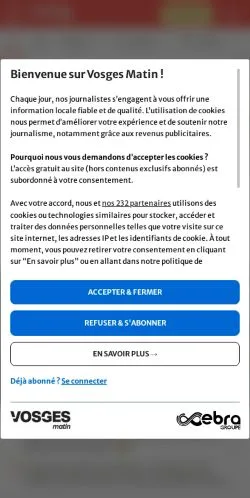 Anteprima del sito Vosges Matin, media di Francia per articoli sponsorizzati