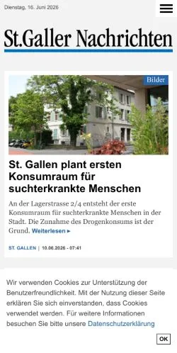 Vista previa del sitio St. Galler Nachrichten, medio de Suiza para artículos patrocinados