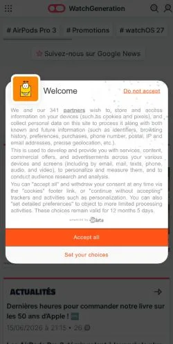 スポンサード記事向けのフランスメディア、WatchGenerationのサイトプレビュー