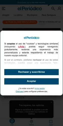 스폰서 기사용 스페인 매체 El Periódico de Aragón 사이트 미리보기