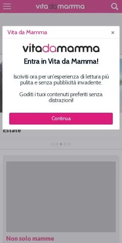 Anteprima del sito Vita Da Mamma, media di Italia per articoli sponsorizzati
