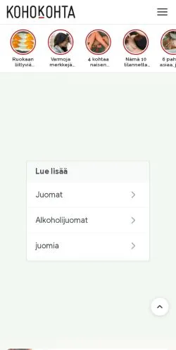 Anteprima del sito Kohokohta, media di Finlandia per articoli sponsorizzati