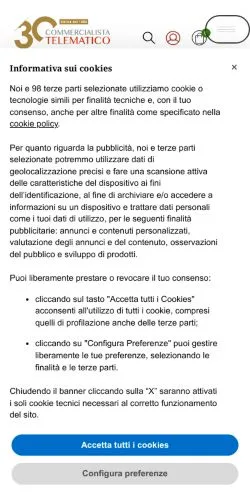 Anteprima del sito Commercialista Telematico, media di Italia per articoli sponsorizzati