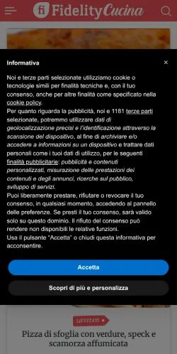 Anteprima del sito Fidelity Cucina, media di Italia per articoli sponsorizzati