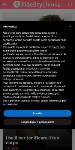 Anteprima del sito Fidelity Donna, media di Italia per articoli sponsorizzati