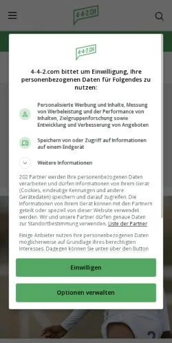 Preview of the 4-4-2 website, a media outlet in Germany for sponsored articles