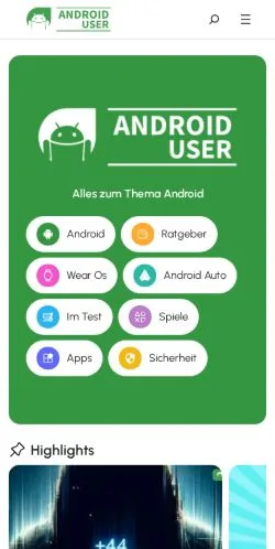 Sponsorlu makaleler için Almanya medyası Android User sitesinin önizlemesi