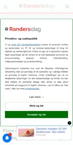 Anteprima del sito Randers i Dag, media di Danimarca per articoli sponsorizzati