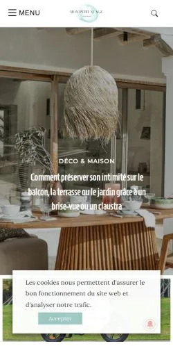 Pré-visualização do site Mon Petit Nuage, meio de França para artigos patrocinados