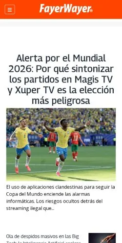 Aperçu du site FayerWayer, média de Espagne pour articles sponsorisés