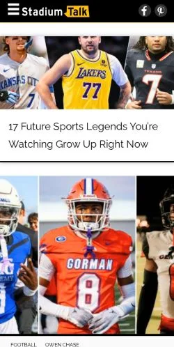 Forhåndsvisning av nettstedet Stadium Talk, medium fra USA for sponsede artikler