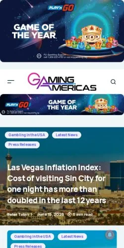 스폰서 기사용 미국 매체 Gaming Americas 사이트 미리보기