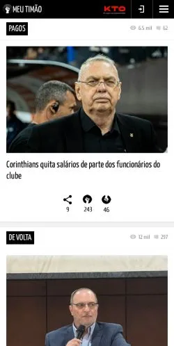 Vista previa del sitio Corinthians Meu Timão, medio de Brasil para artículos patrocinados