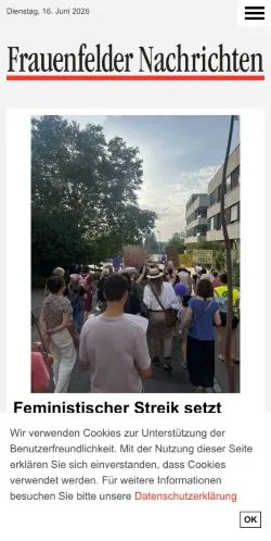 스폰서 기사용 스위스 매체 Frauenfelder Nachrichten 사이트 미리보기