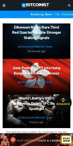 Forhåndsvisning av nettstedet Bitcoinist, medium fra USA for sponsede artikler