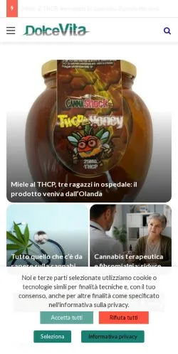 Vista previa del sitio DolceVita, medio de Italia para artículos patrocinados