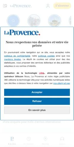 Förhandsvisning av webbplatsen La Provence, medium i Frankrike för sponsrade artiklar