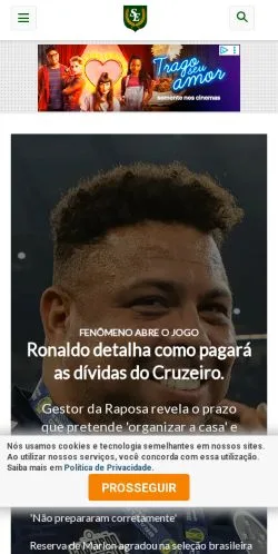 스폰서 기사용 브라질 매체 Superesportes 사이트 미리보기