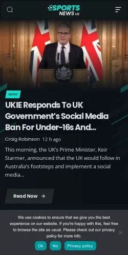 스폰서 기사용 영국 매체 Esports News UK 사이트 미리보기