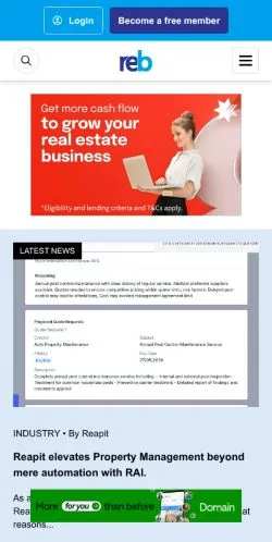 Anteprima del sito Real Estate Business, media di Australia per articoli sponsorizzati