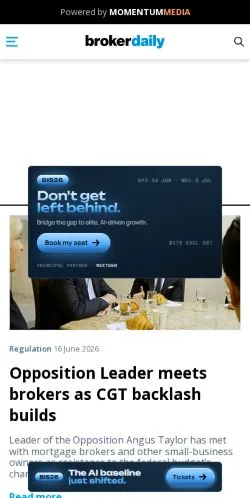 Anteprima del sito Broker Daily, media di Australia per articoli sponsorizzati