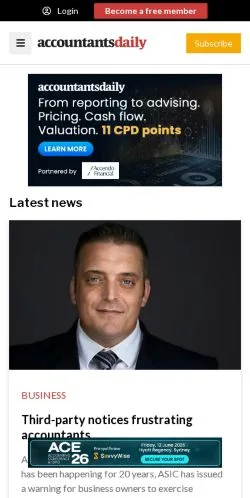 Podgląd witryny Accountants Daily, medium z kraju Australia do artykułów sponsorowanych