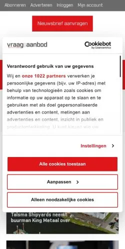 Anteprima del sito Vraag & Aanbod, media di Paesi Bassi per articoli sponsorizzati