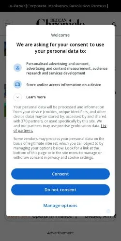Aperçu du site Deccan Chronicle, média de États-Unis pour articles sponsorisés