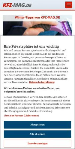 Anteprima del sito KFZ-MAG, media di Germania per articoli sponsorizzati