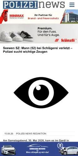 Anteprima del sito Polizeinews, media di Svizzera per articoli sponsorizzati