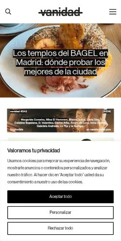 Preview of the Vanidad website, a media outlet in Spain for sponsored articles