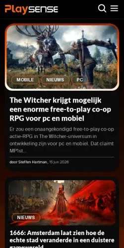 Förhandsvisning av webbplatsen PlaySense, medium i Nederländerna för sponsrade artiklar