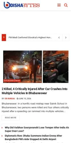 スポンサード記事向けのアメリカ合衆国メディア、Odisha Bytesのサイトプレビュー