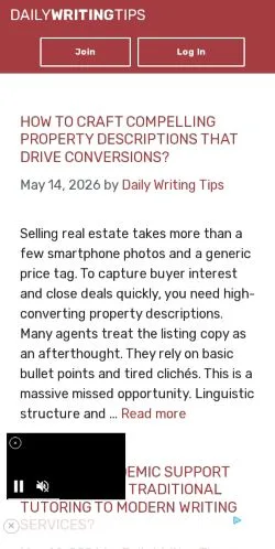 スポンサード記事向けのアメリカ合衆国メディア、Daily Writing Tipsのサイトプレビュー
