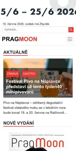 Anteprima del sito PragMoon, media di Cechia per articoli sponsorizzati