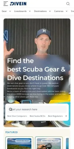 Forhåndsvisning av nettstedet DIVEIN Reviews, medium fra USA for sponsede artikler