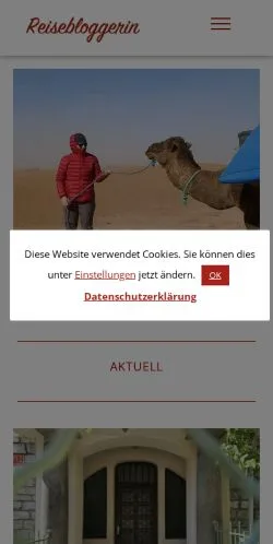 Pré-visualização do site Reisebloggerin, meio de Áustria para artigos patrocinados