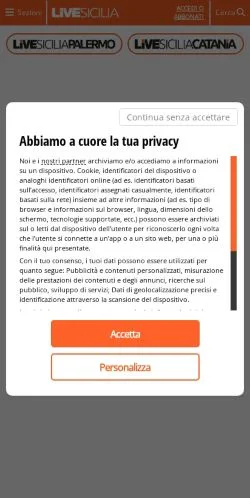 Anteprima del sito LiveSicilia, media di Italia per articoli sponsorizzati
