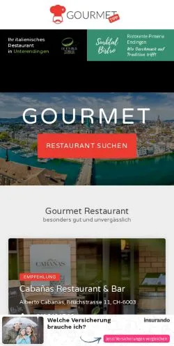 Anteprima del sito Gourmet Tipp, media di Svizzera per articoli sponsorizzati