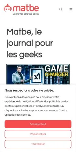 Aperçu du site Matbe, média de France pour articles sponsorisés
