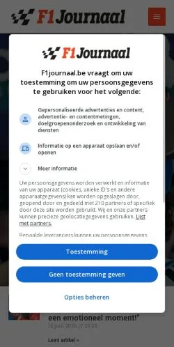 Podgląd witryny F1journaal, medium z kraju Belgia do artykułów sponsorowanych