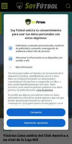 Anteprima del sito Soyfutbol, media di Stati Uniti per articoli sponsorizzati