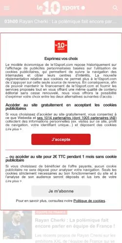 Anteprima del sito Le10sport, media di Francia per articoli sponsorizzati