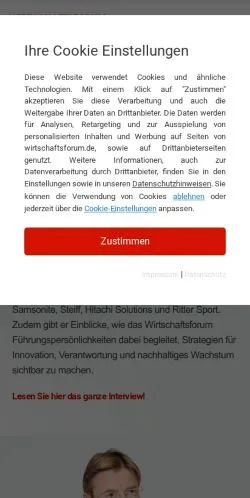 Podgląd witryny Wirtschaftsforum, medium z kraju Niemcy do artykułów sponsorowanych