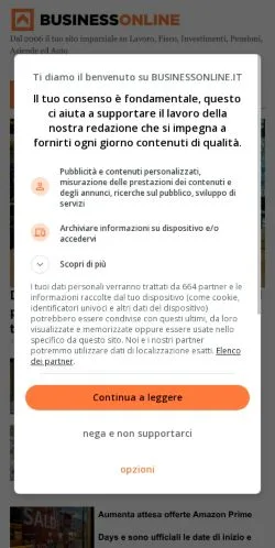 Anteprima del sito Business Online, media di Italia per articoli sponsorizzati