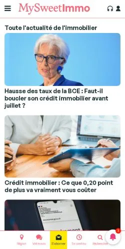 Pré-visualização do site MySweetImmo, meio de França para artigos patrocinados