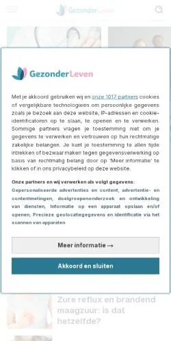 Anteprima del sito Gezonder Leven, media di Paesi Bassi per articoli sponsorizzati